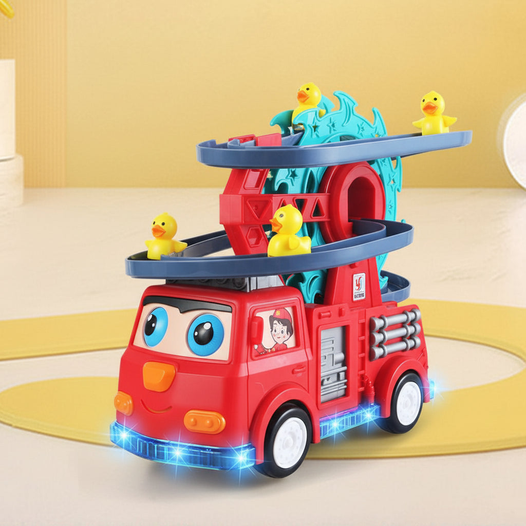 Fire Truck Toy Duck Slide Track Lights