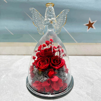Flower Gift Glass Dome Preserved Rose Angel