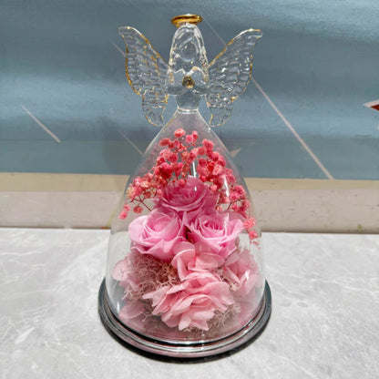 Flower Gift Glass Dome Preserved Rose Angel
