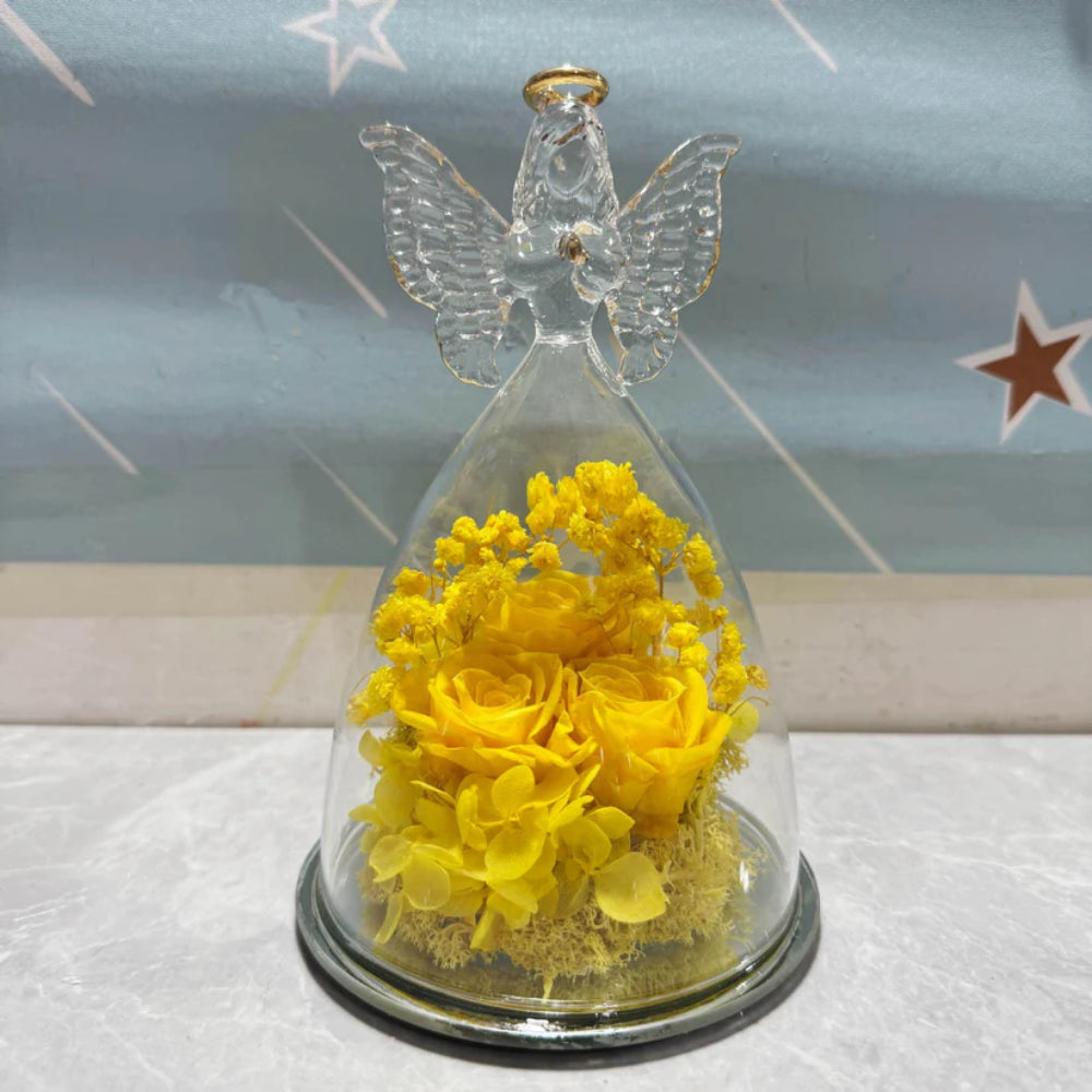 Flower Gift Glass Dome Preserved Rose Angel