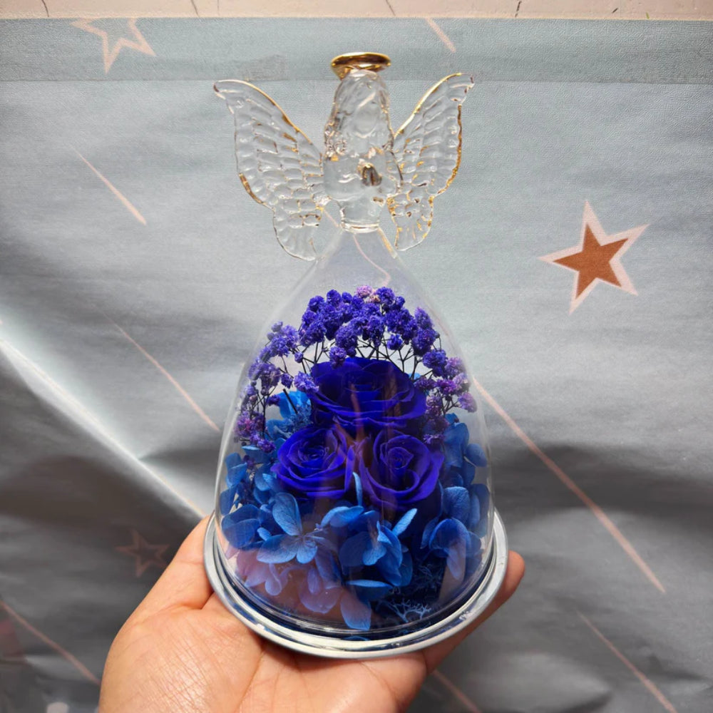 Flower Gift Glass Dome Preserved Rose Angel