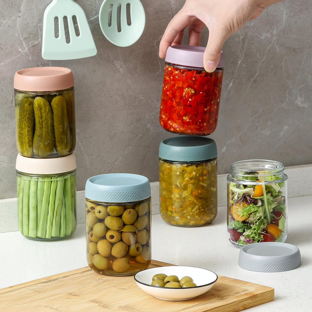 Glass Food Storage Jars Airtight Stackable