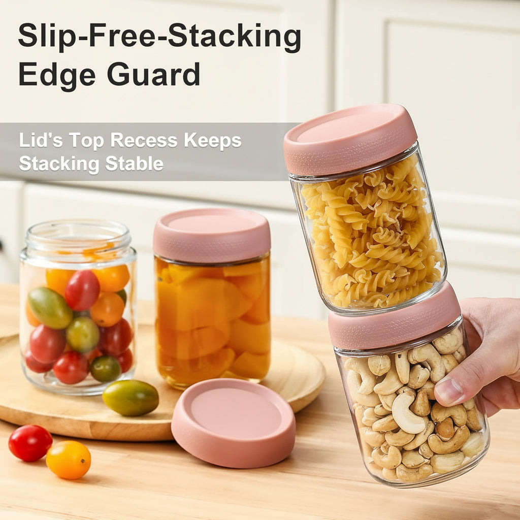 Glass Food Storage Jars Airtight Stackable