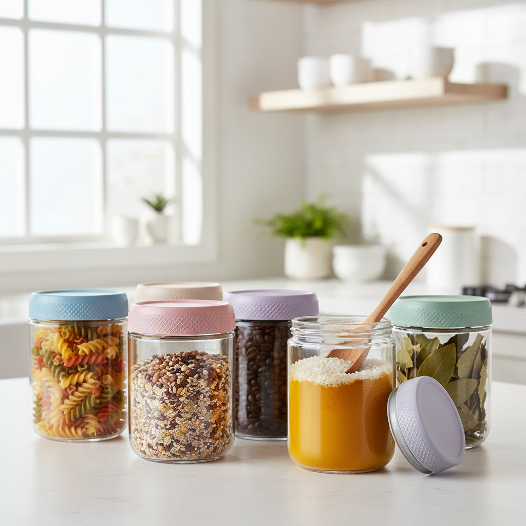 Glass Food Storage Jars Airtight Stackable