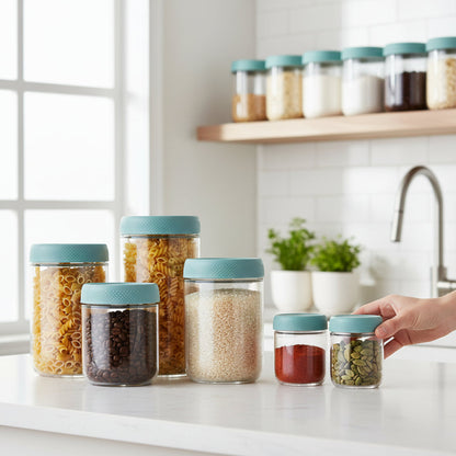 Glass Food Storage Jars Airtight Stackable