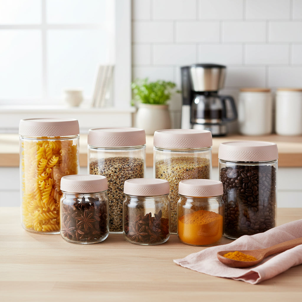 Glass Food Storage Jars Airtight Stackable