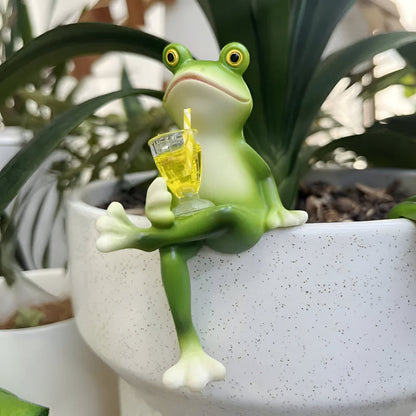 Garden Decor Frog Plant Pot Edge Hanging