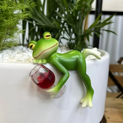 Garden Decor Frog Plant Pot Edge Hanging