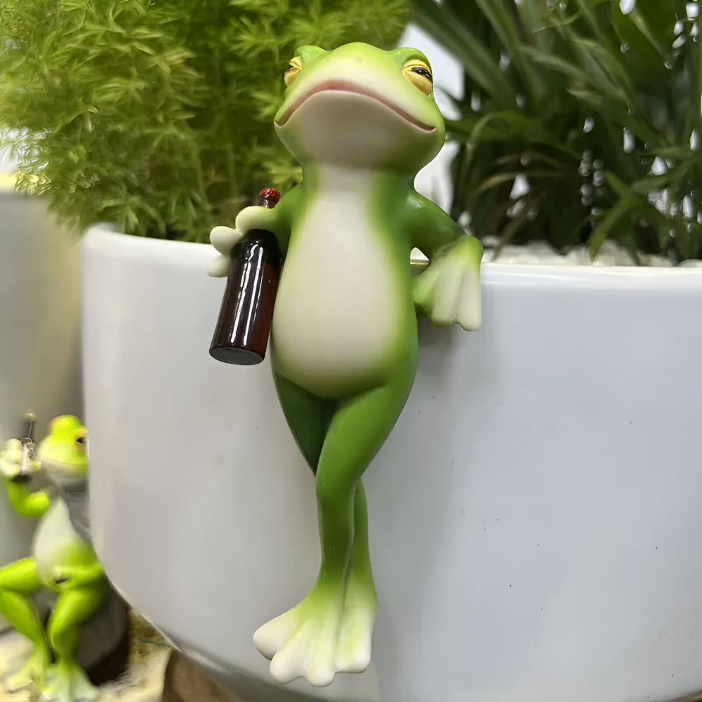 Garden Decor Frog Plant Pot Edge Hanging