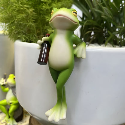 Garden Decor Frog Plant Pot Edge Hanging