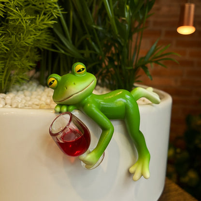 Garden Decor Frog Plant Pot Edge Hanging