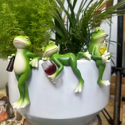 Garden Decor Frog Plant Pot Edge Hanging