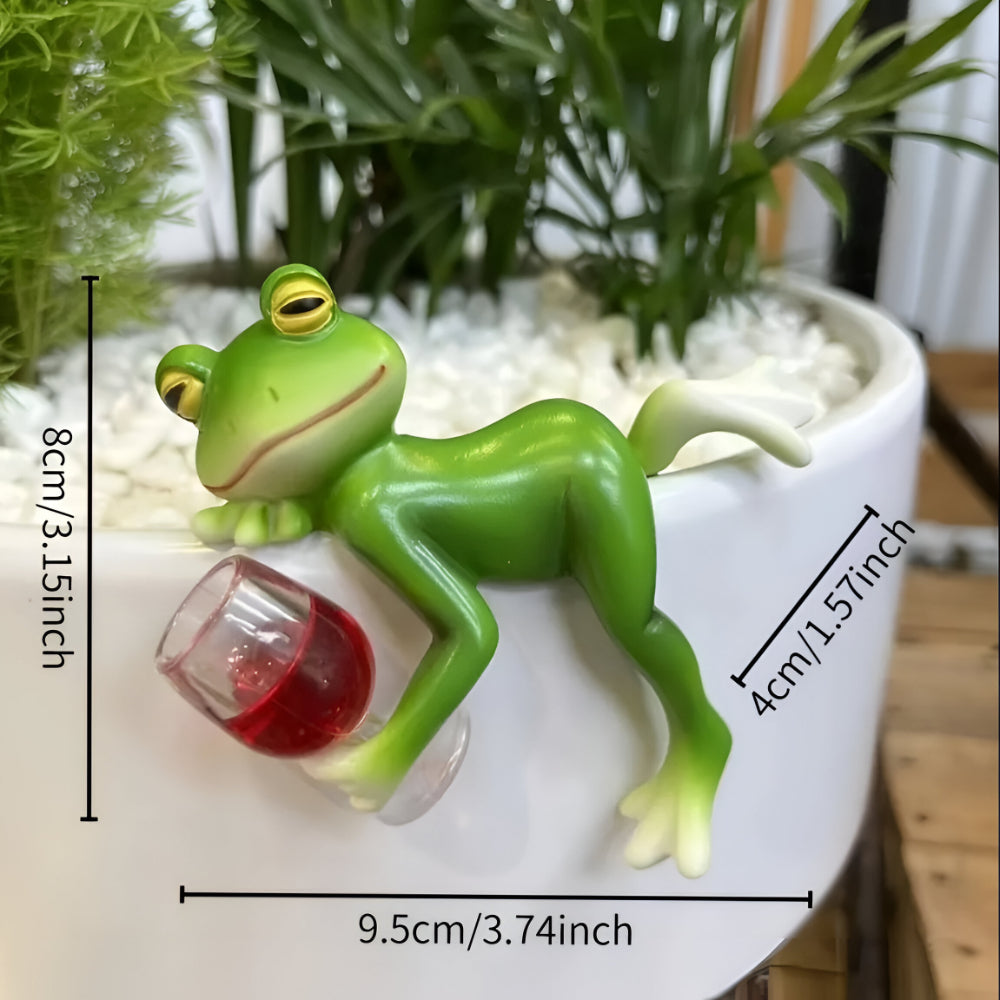 Garden Decor Frog Plant Pot Edge Hanging