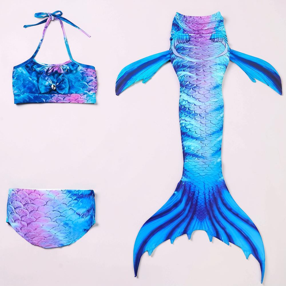 Girls Mermaid Swimsuit Three Piece Swim Tail