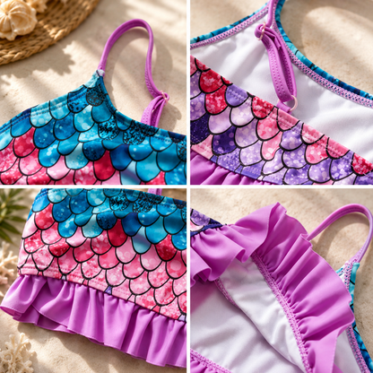 Girls Swimsuit Kids Bikini Ruffle Two Piece