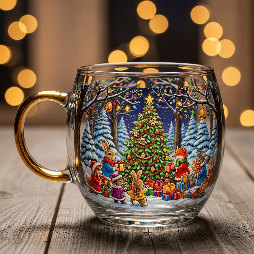 Christmas Glass Mug Winter Motifs Festive