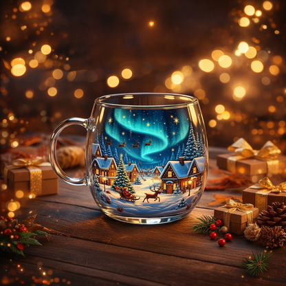 Christmas Glass Mug Winter Motifs Festive