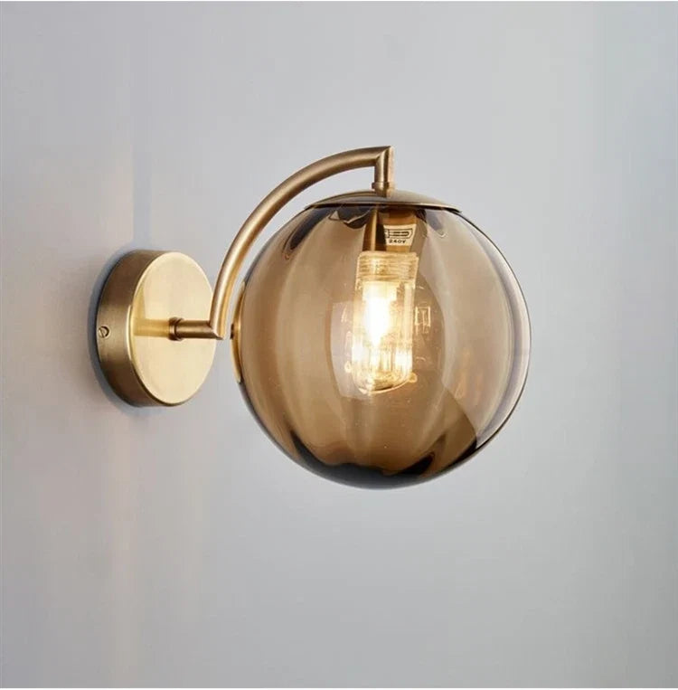 Modern Glass Ball Wall Lamp Brass &