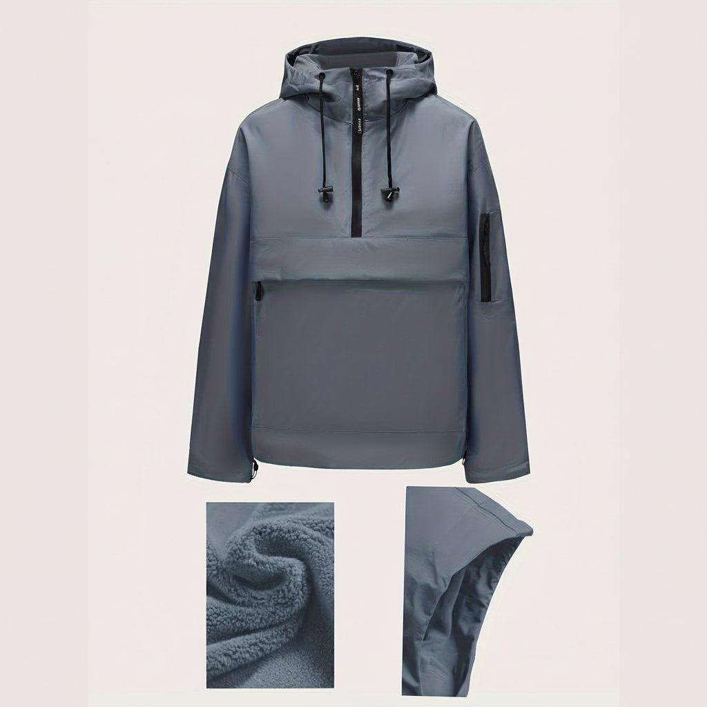 Hooded Jacket Casual Pullover Zipper Pocket