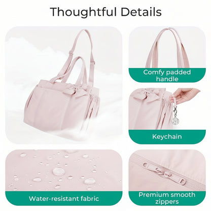 Tote Bag Womens Bow Nylon Shoulder Handbag