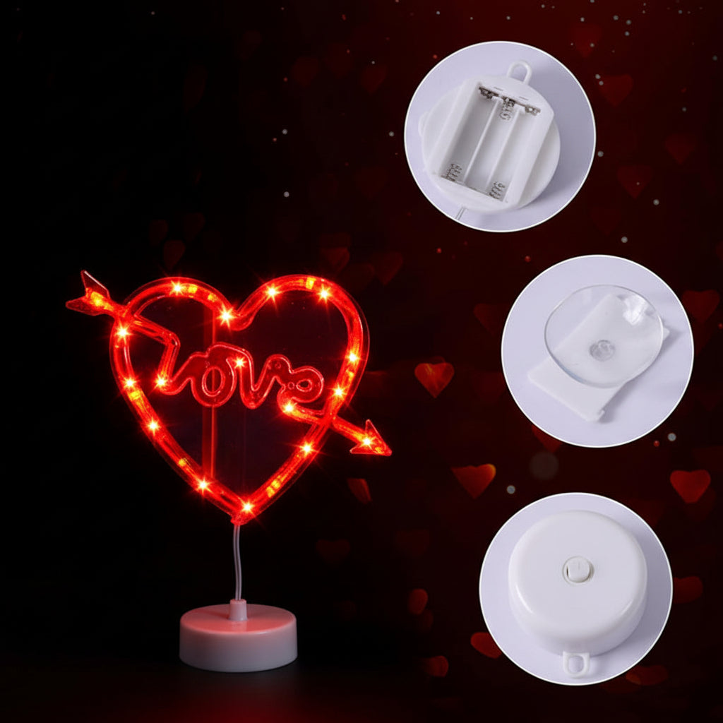 LED Lights Heart Window Suction Cup Battery