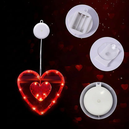 LED Lights Heart Window Suction Cup Battery