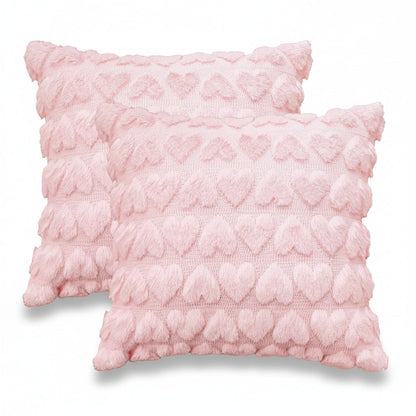 Pillow Covers Heart Pattern Pink Polyester