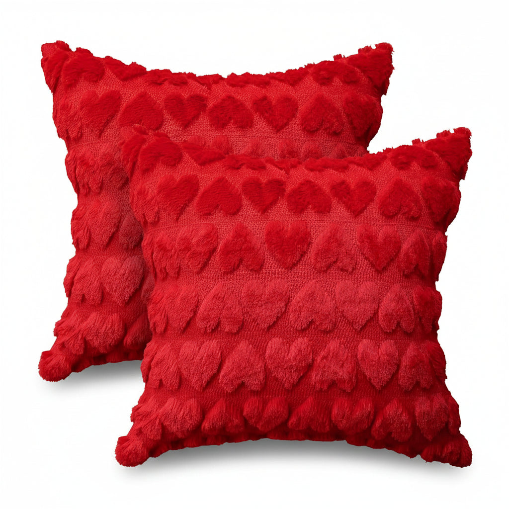 Pillow Covers Heart Pattern Pink Polyester