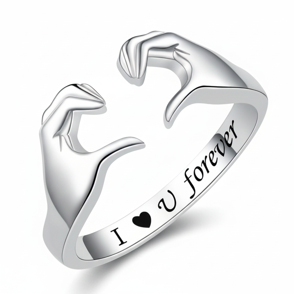 Ring Adjustable Hug Love Band White Gold