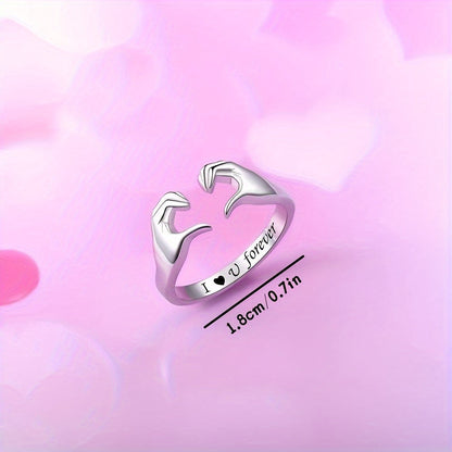 Ring Adjustable Hug Love Band White Gold
