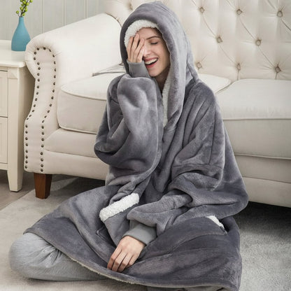 Wearable Cozy Blanket Hooded Thick Warm