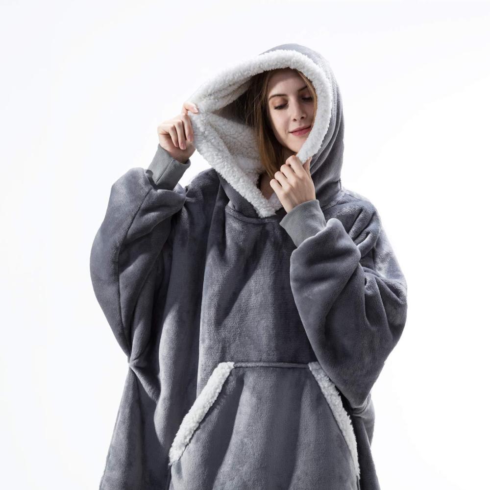 Wearable Cozy Blanket Hooded Thick Warm
