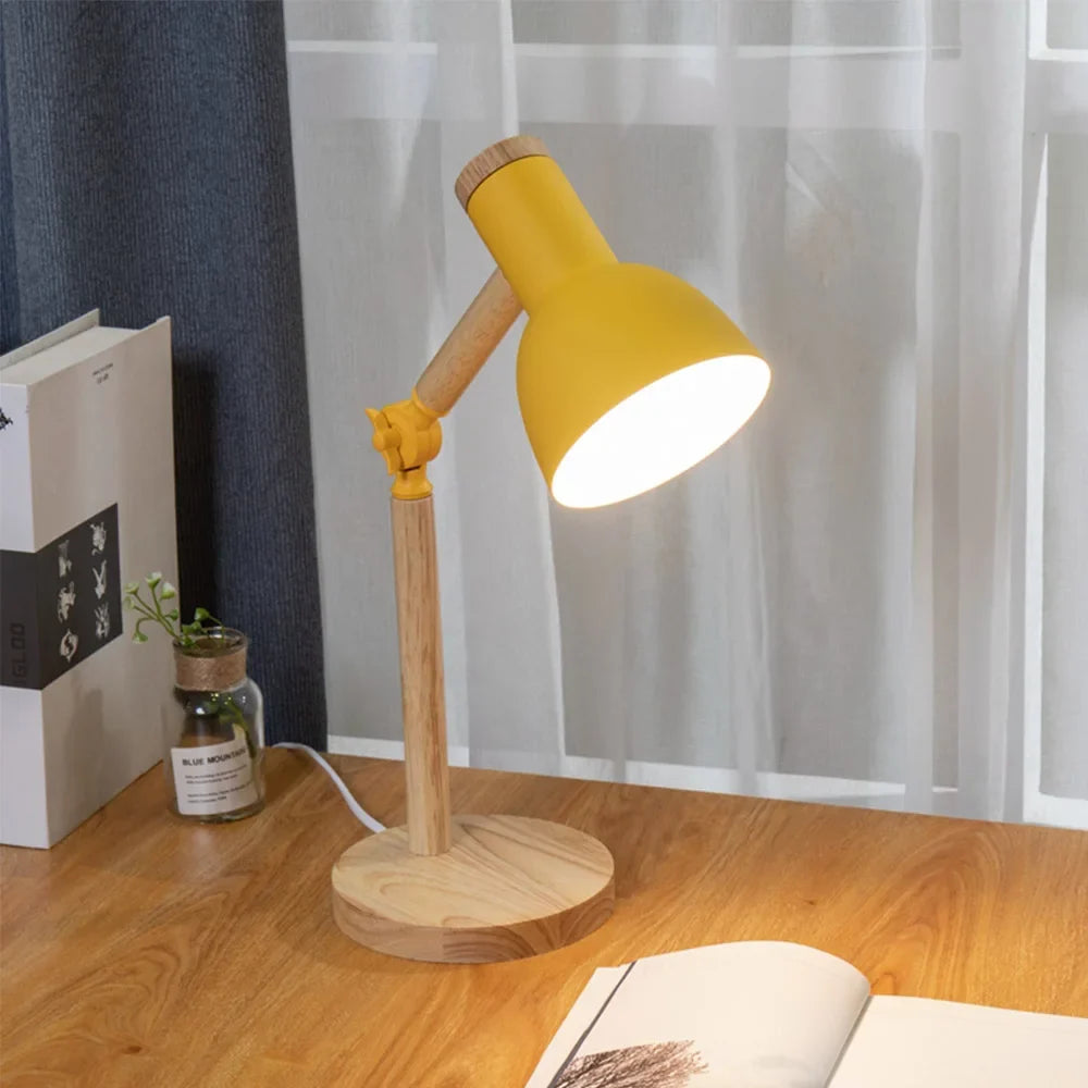 Nordic Wooden Desk Lamp Adjustable Modern