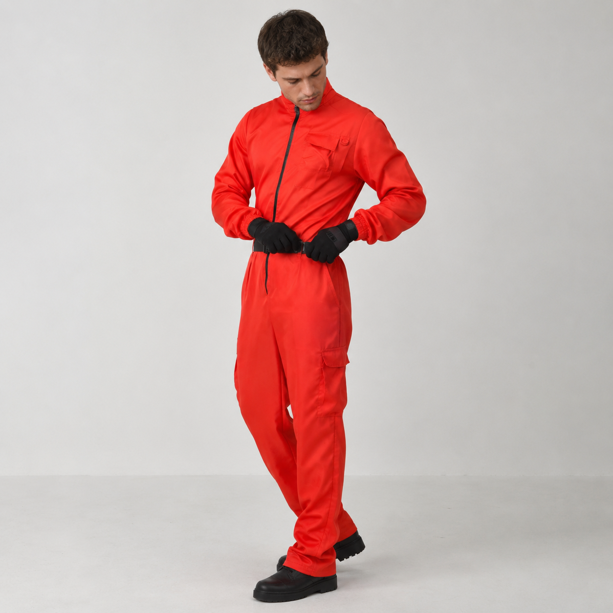 Halloween Costume Adult Guard Mask Jumpsuit