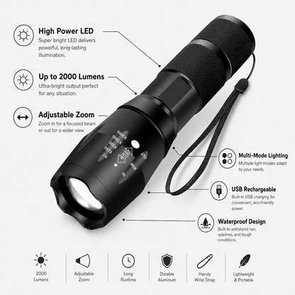 High Power Flashlight LED Tactical