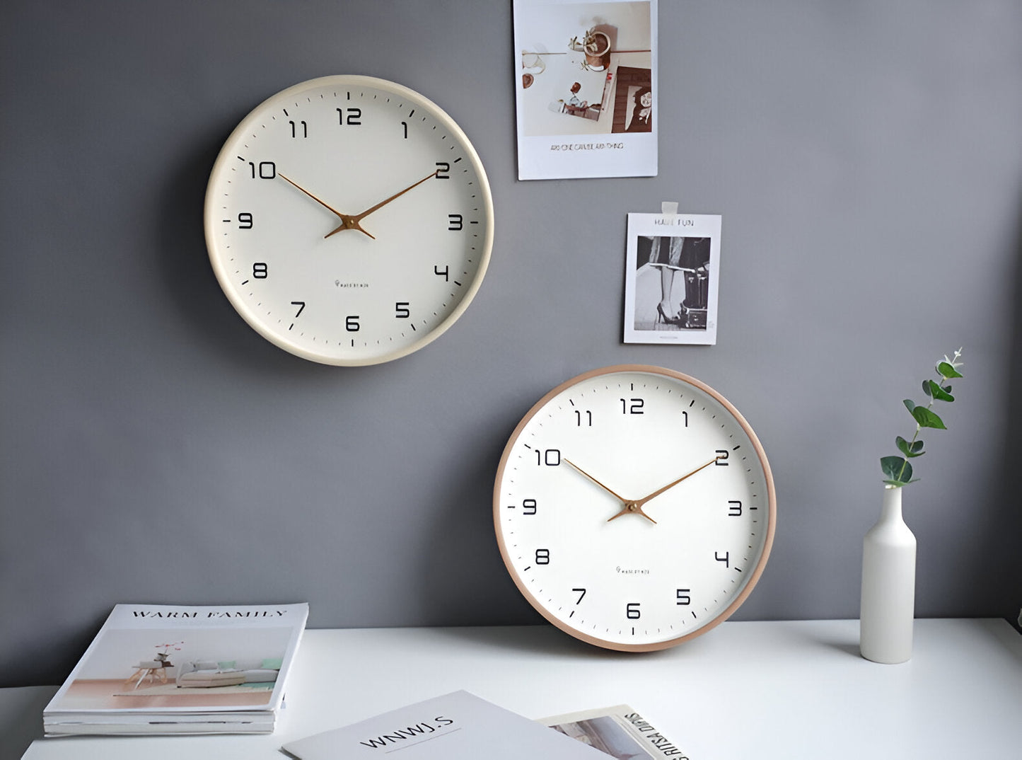 Nordic Wall Clock Minimalist Wood Frame
