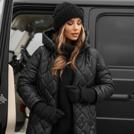 Quilted Hooded Jacket Cold Weather Warm