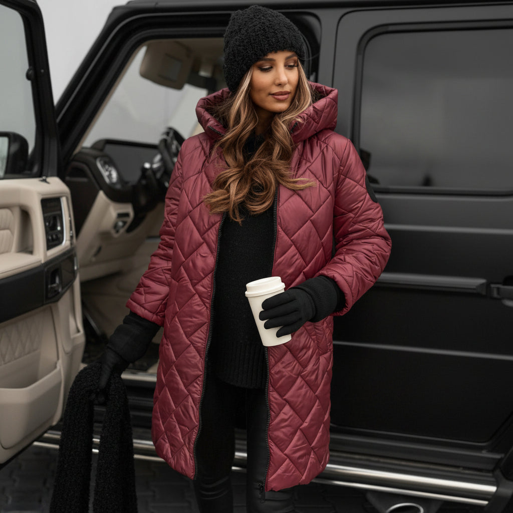 Quilted Hooded Jacket Cold Weather Warm
