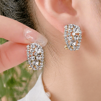 Hoop Earrings Sterling Alloy Diamond
