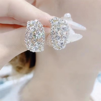 Hoop Earrings Sterling Alloy Diamond