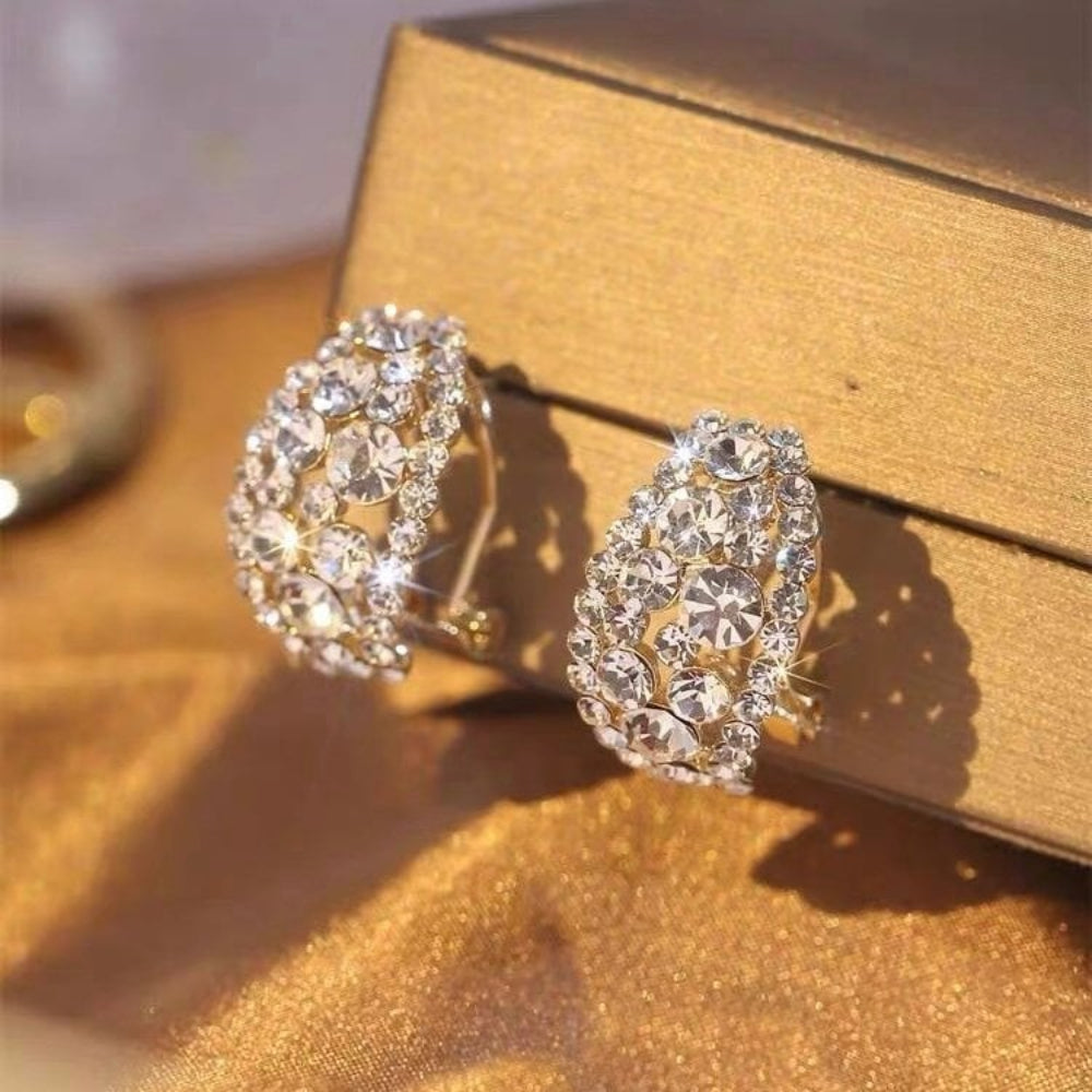 Hoop Earrings Sterling Alloy Diamond