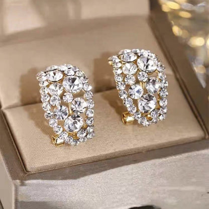 Hoop Earrings Sterling Alloy Diamond