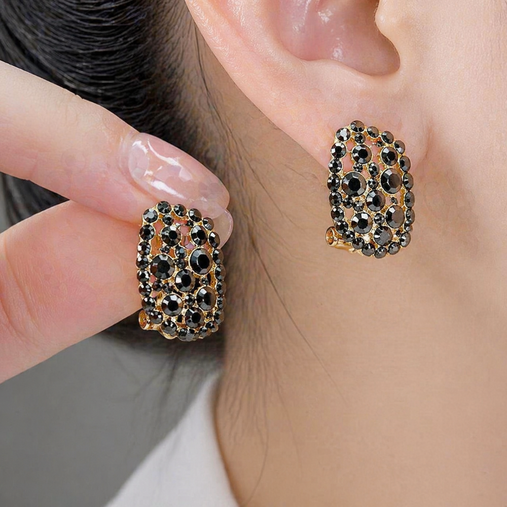 Hoop Earrings Sterling Alloy Diamond