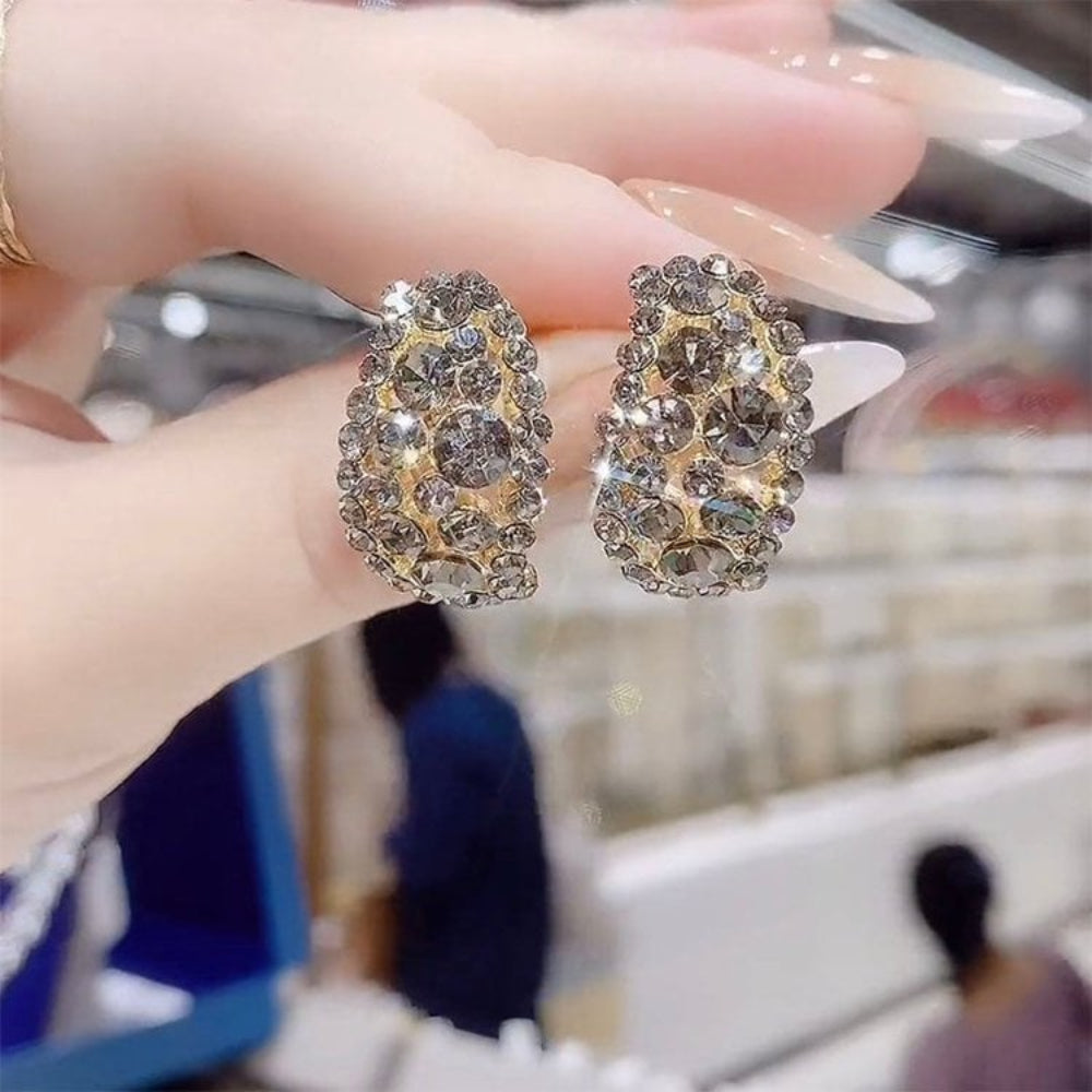 Hoop Earrings Sterling Alloy Diamond