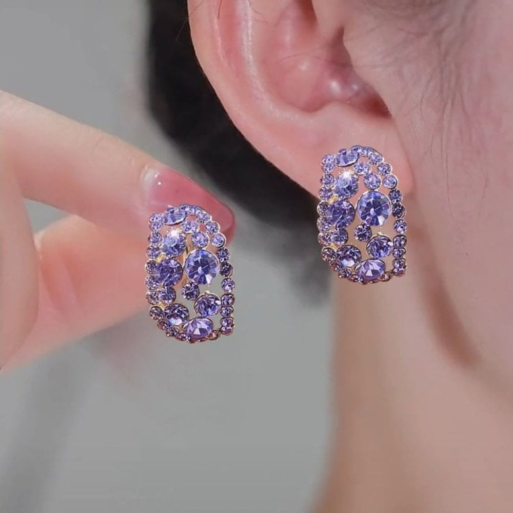 Hoop Earrings Sterling Alloy Diamond