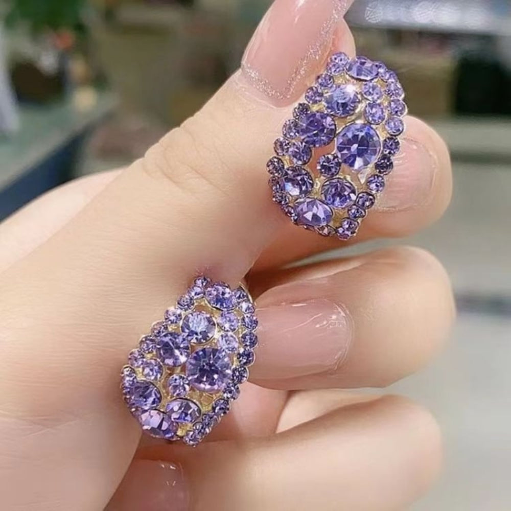 Hoop Earrings Sterling Alloy Diamond