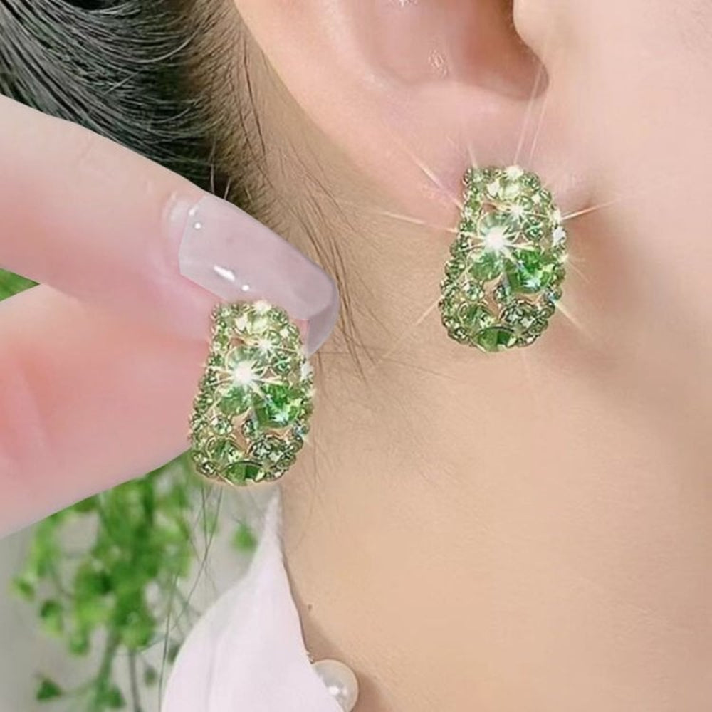 Hoop Earrings Sterling Alloy Diamond
