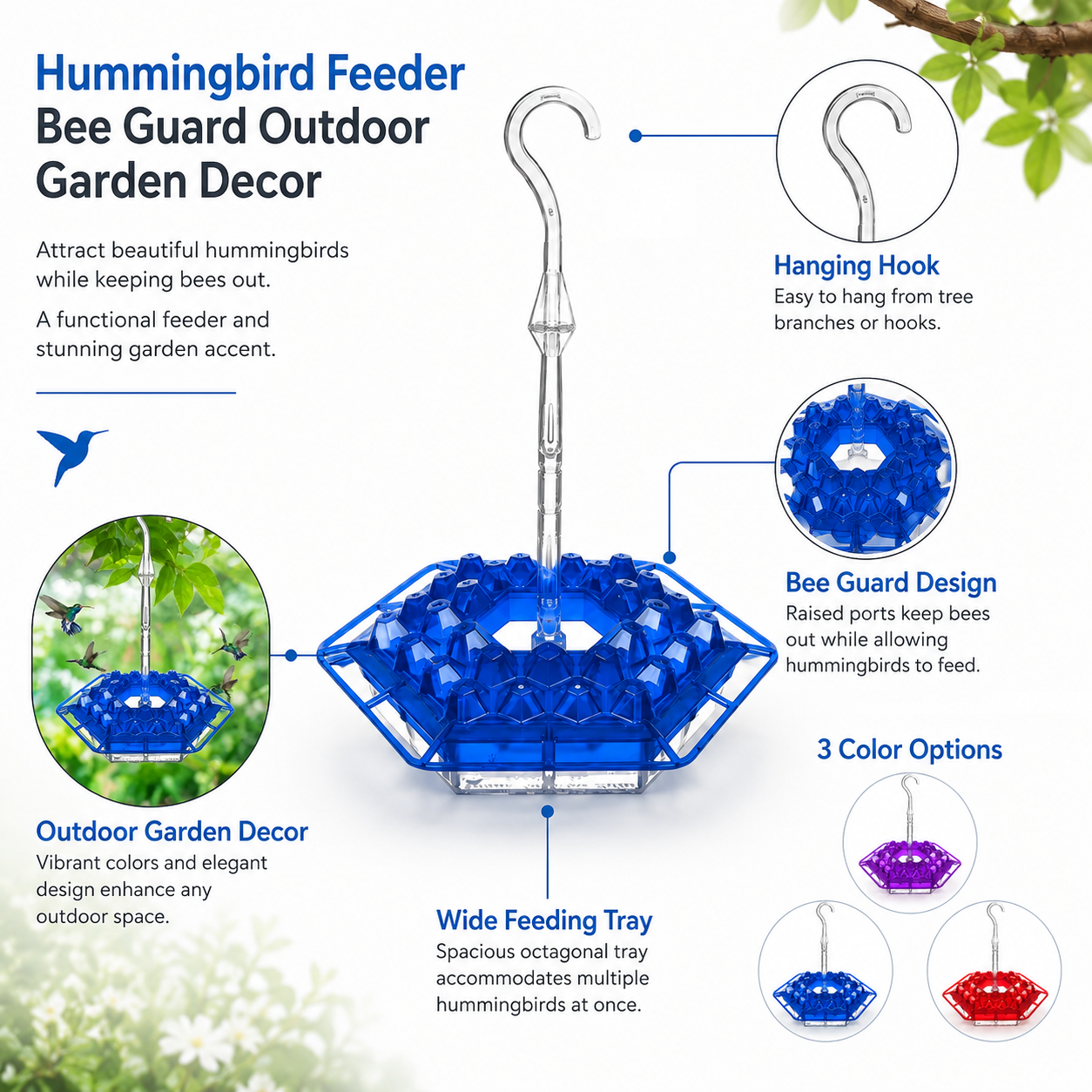 Hummingbird Feeder Bee Guard Outdoor Garden