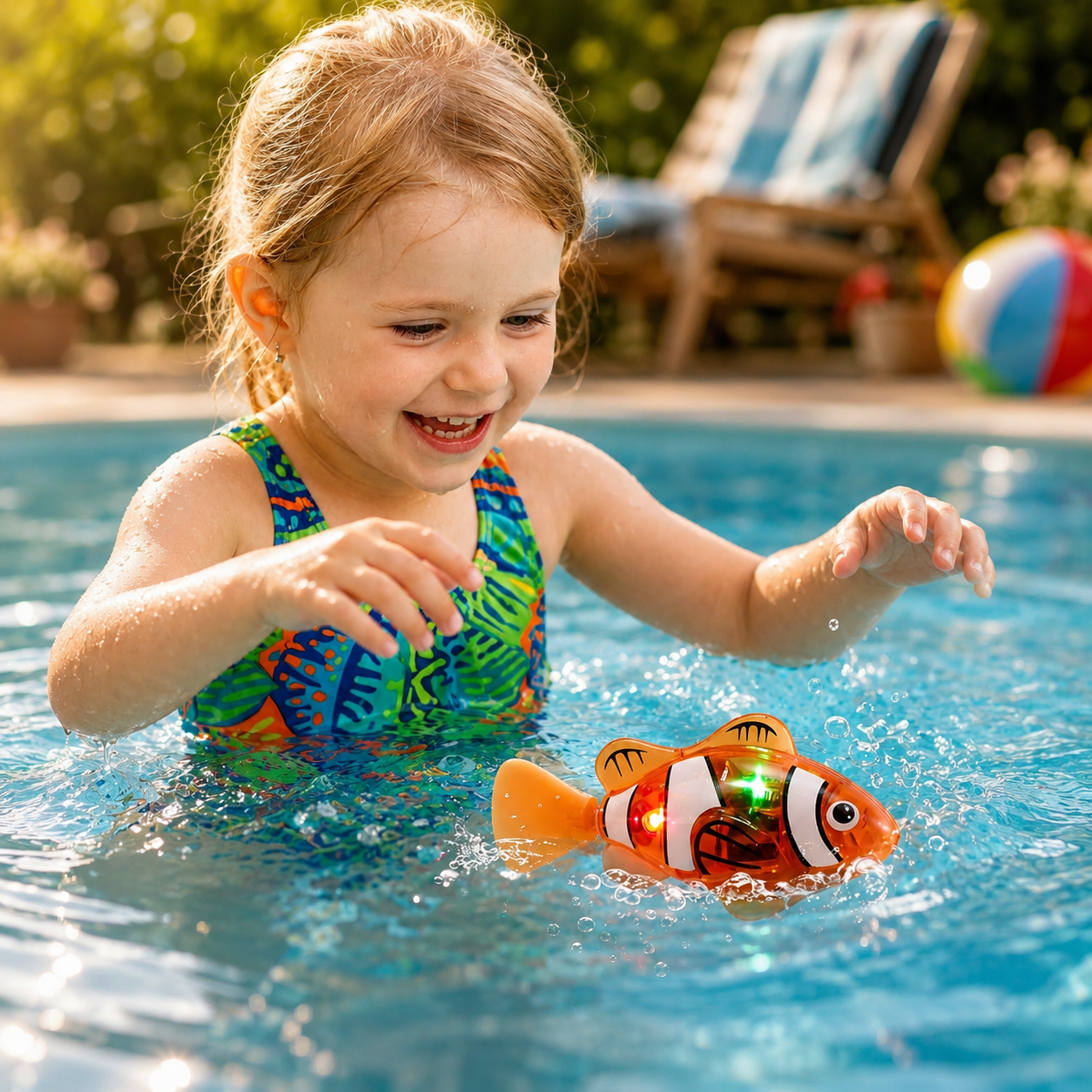 Interactive Kids Bath Toys LED Floating Fish