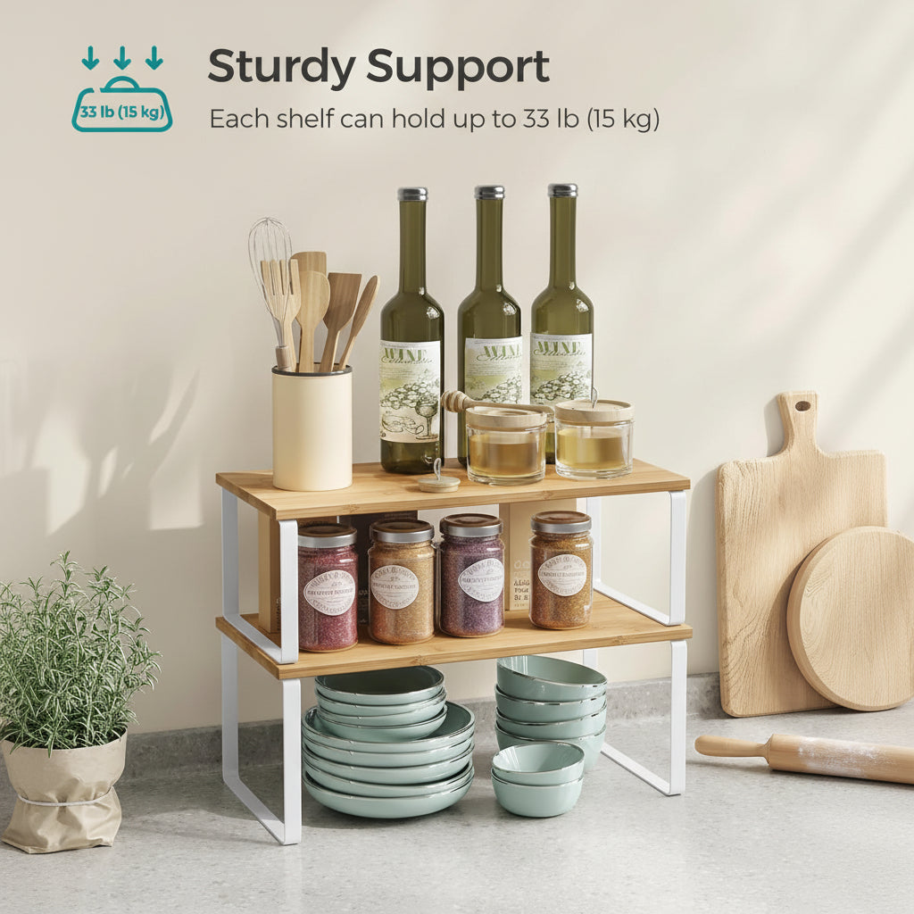 Shelf Organizer Stackable Metal Kitchen